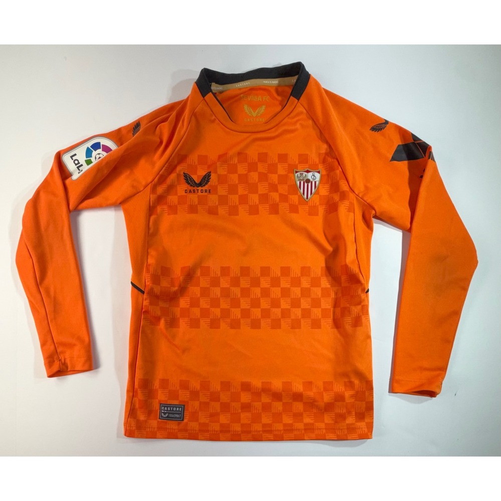 Castore Sevilla FC Orange Goalkeeper Jersey Kids Youth Medium YM Long Sleeve